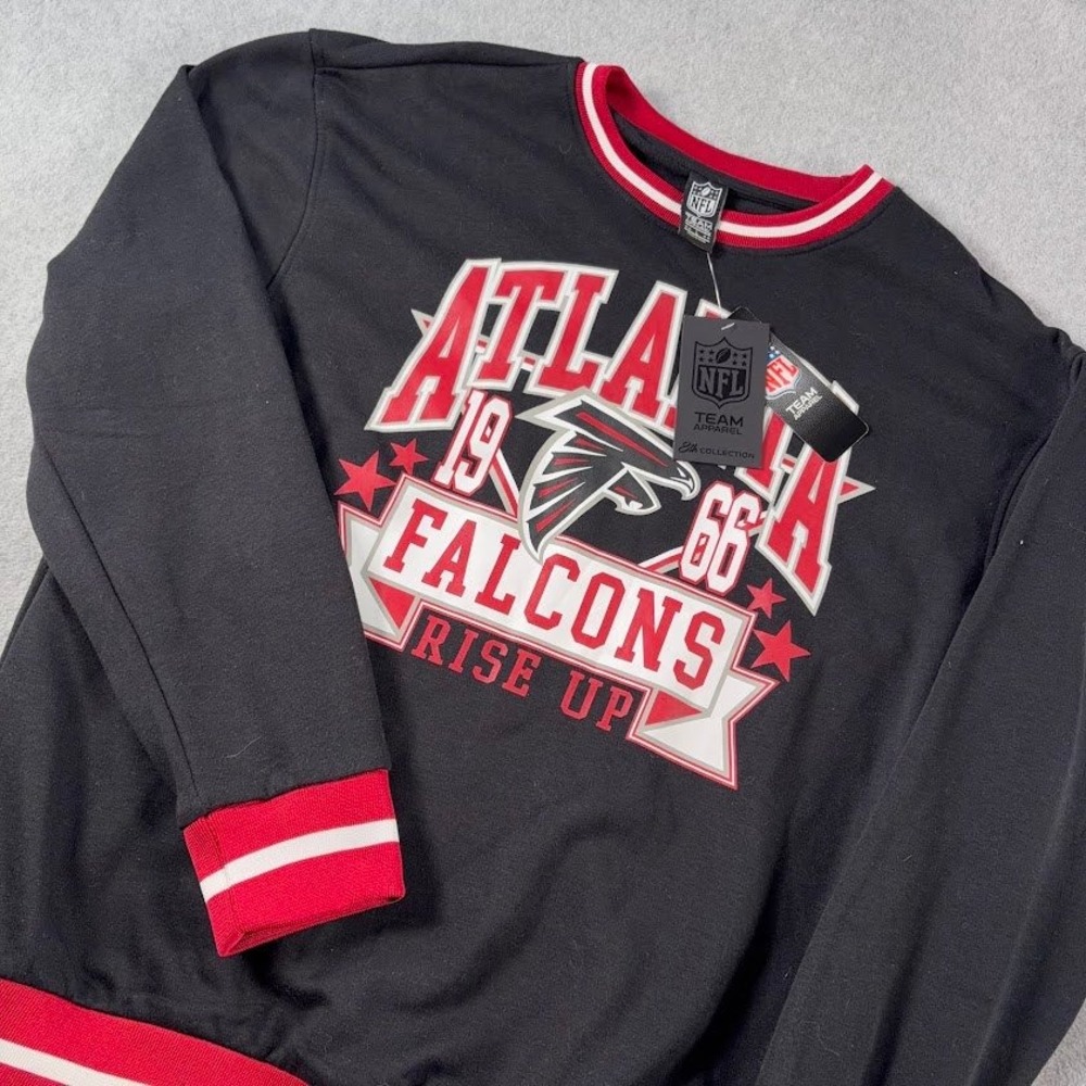 NFL Team Apparel Atlanta Falcons Sweatshirt L Black Graphic NWT Rise Up 8th Coll